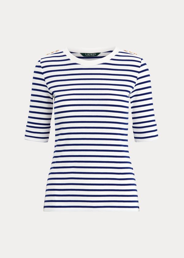 Women's Ralph Lauren Striped Elbow-Sleeve Tops | 917623LXB